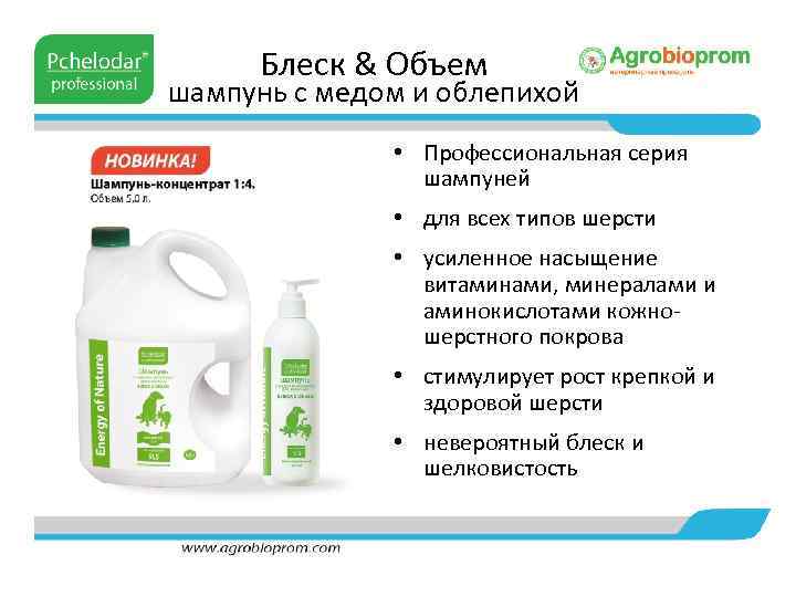 Блеск & Объем шампунь с медом и облепихой • Профессиональная серия шампуней • для