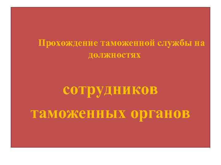 Прохождение таможенной службы на должностях сотрудников таможенных органов 