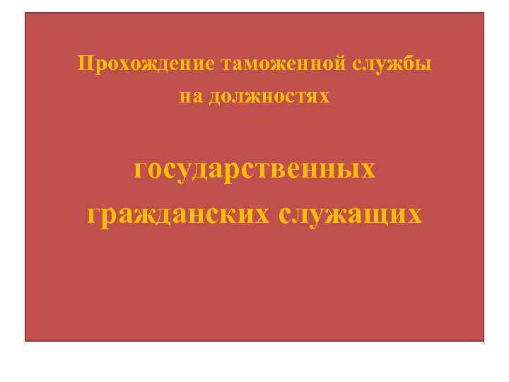 Прохождение таможенной службы на должностях государственных гражданских служащих 