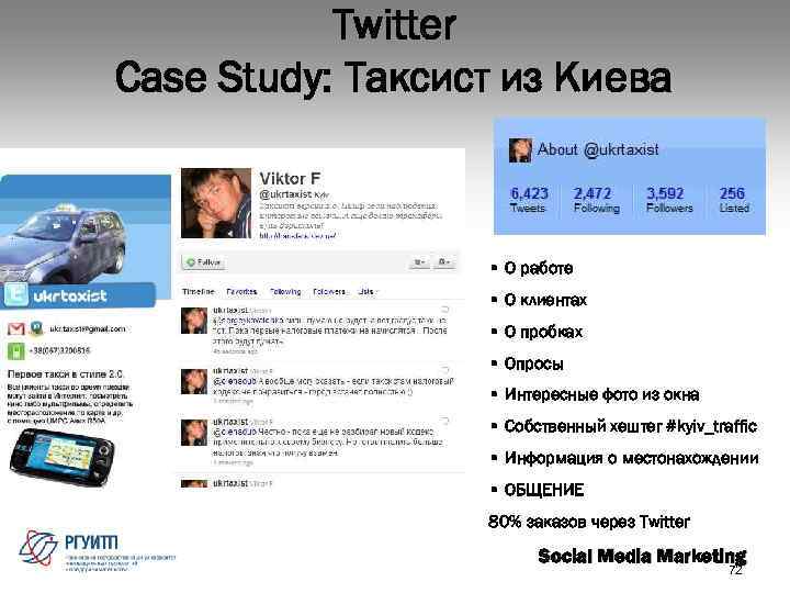 Twitter Case Study: Таксист из Киева • О работе • О клиентах • О