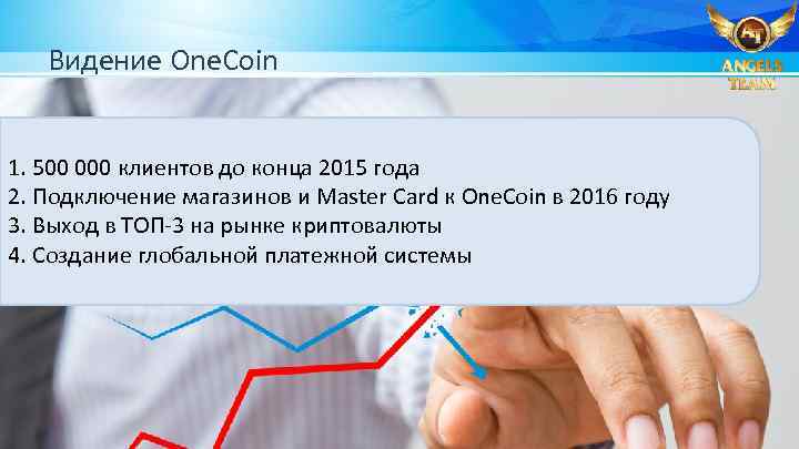 Видение One. Coin 1. 500 000 клиентов до конца 2015 года 2. Подключение магазинов