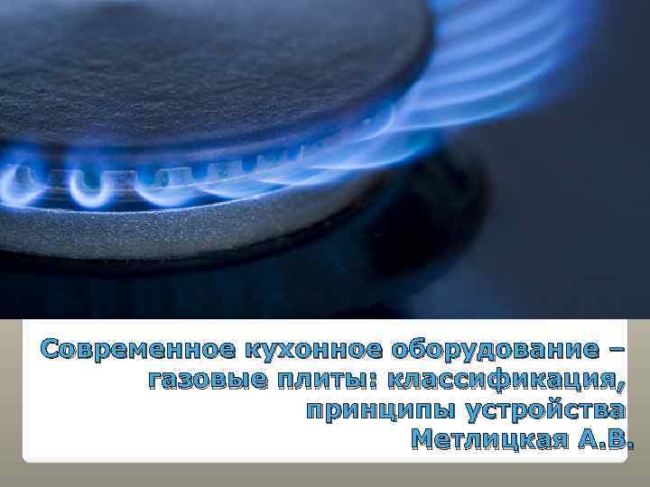 Современное кухонное оборудование – газовые плиты: классификация, принципы устройства Метлицкая А. В. 