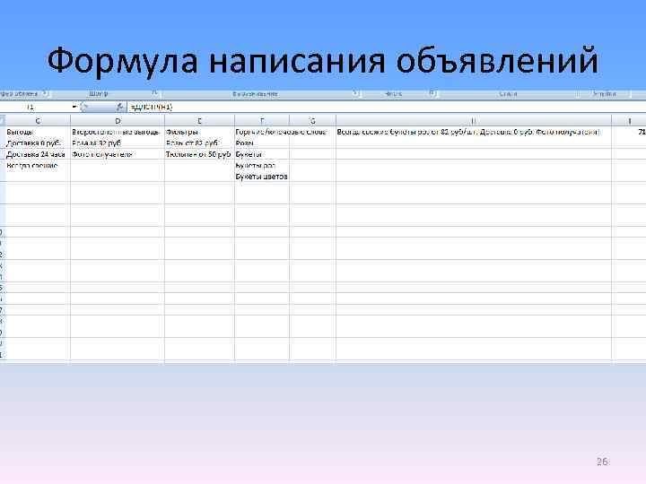 Формула написания объявлений 26 