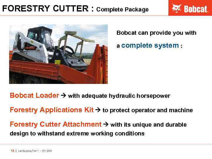 FORESTRY CUTTER : Complete Package Bobcat can provide you with a complete system :