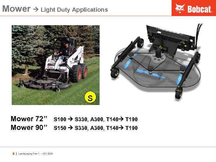 Mower Light Duty Applications s Mower 72’’ Mower 90’’ 6 | Landscaping Part 1