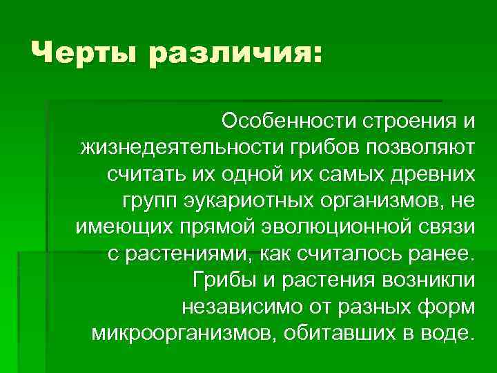 Черты различия: Особенности строения и жизнедеятельности грибов позволяют считать их одной их самых древних