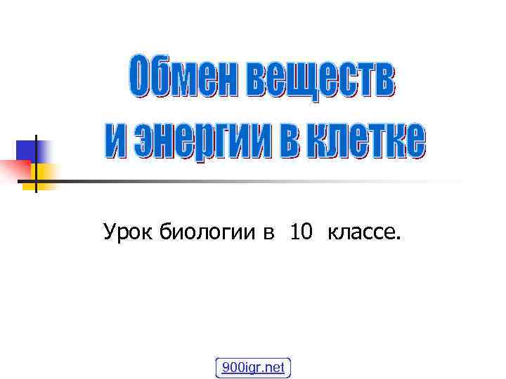 Урок биологии в 10 классе. 900 igr. net 