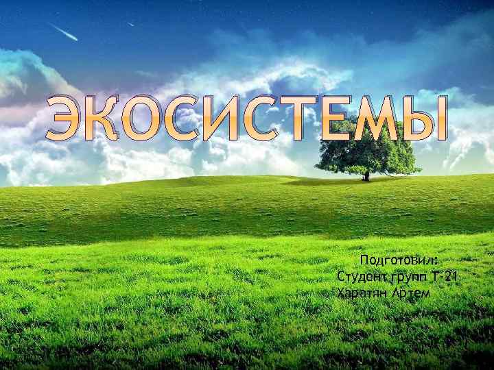 ЭКОСИСТЕМЫ Подготовил: Студент групп Т-21 Харатян Артем 