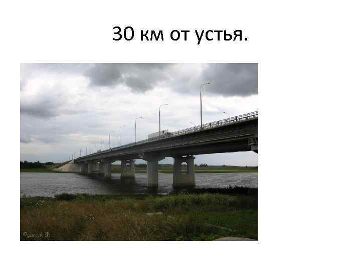 30 км от устья. 