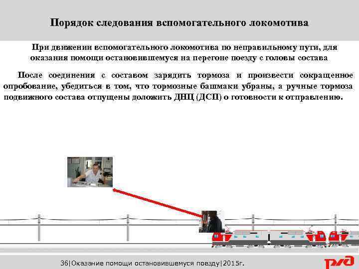 Оказание помощи поезду по неправильному пути