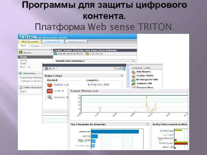 Программы для защиты цифрового контента. Платформа Web sense TRITON. 