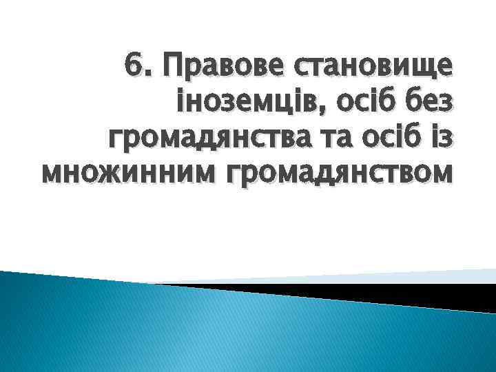 6. Правове становище іноземців, осіб без громадянства та осіб із множинним громадянством 