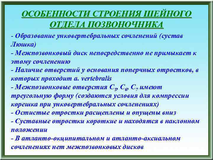 ОСОБЕННОСТИ СТРОЕНИЯ ШЕЙНОГО ОТДЕЛА ПОЗВОНОЧНИКА - Образование унковертебральных сочленений (сустав Люшка) - Межпозвонковый диск