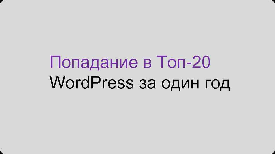 Попадание в Топ-20 Word. Press за один год 