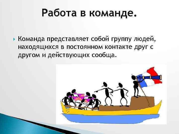 Работа в команде. Команда представляет собой группу людей, находящихся в постоянном контакте друг с