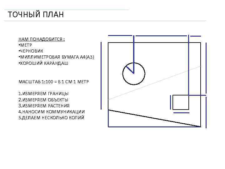 ТОЧНЫЙ ПЛАН НАМ ПОНАДОБИТСЯ : • МЕТР • ЧЕРНОВИК • МИЛЛИМЕТРОВАЯ БУМАГА А 4(А