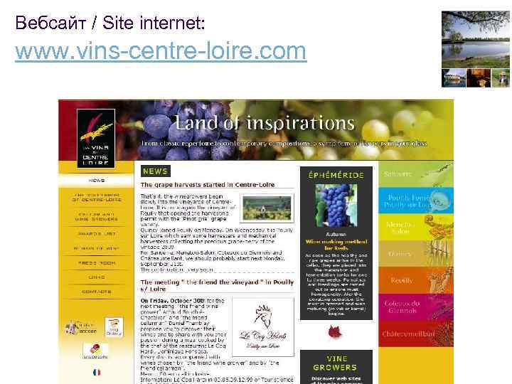 Вебсайт / Site internet: www. vins-centre-loire. com 55 