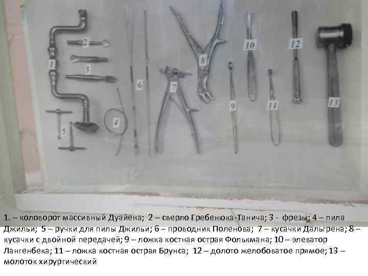 1. – коловорот массивный Дуайена; 2 – сверло Гребенюка-Танича; 3 - фрезы; 4 –