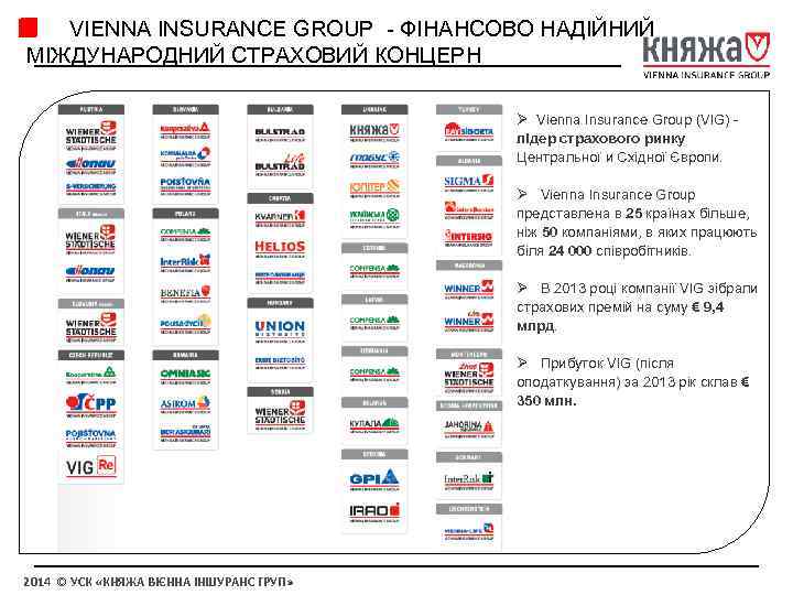  VIENNA INSURANCE GROUP - ФІНАНСОВО НАДІЙНИЙ МІЖДУНАРОДНИЙ СТРАХОВИЙ КОНЦЕРН Ø Vienna Insurance Group