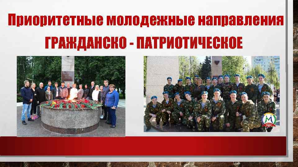 Приоритетные молодежные направления ГРАЖДАНСКО - ПАТРИОТИЧЕСКОЕ 