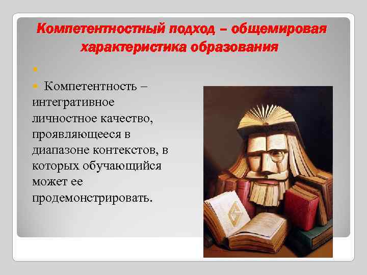 Компетентностный подход – общемировая характеристика образования Компетентность – интегративное личностное качество, проявляющееся в диапазоне