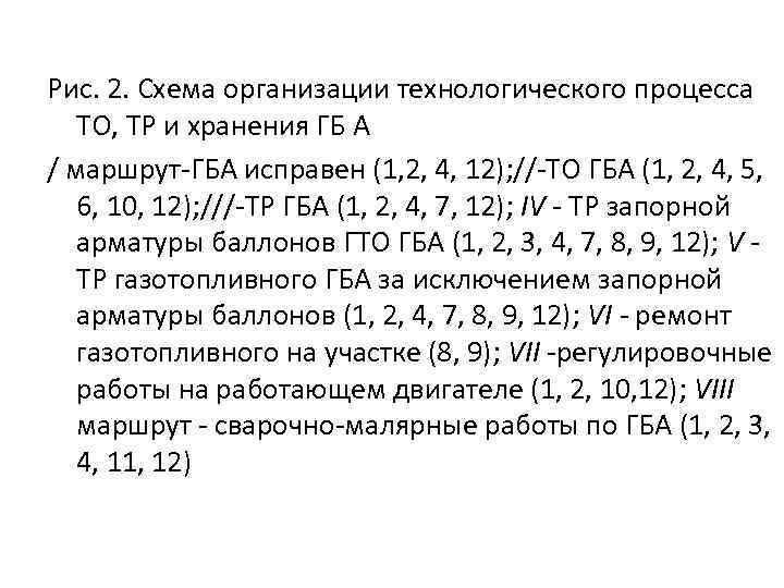 Рис. 2. Схема организации технологического процесса ТО, ТР и хранения ГБ А / маршрут-ГБА