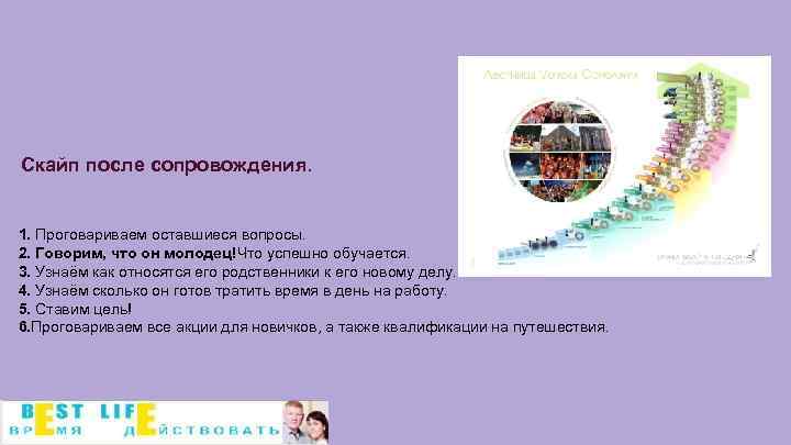 Скайп после сопровождения. 1. Проговариваем оставшиеся вопросы. 2. Говорим, что он молодец!Что успешно обучается.