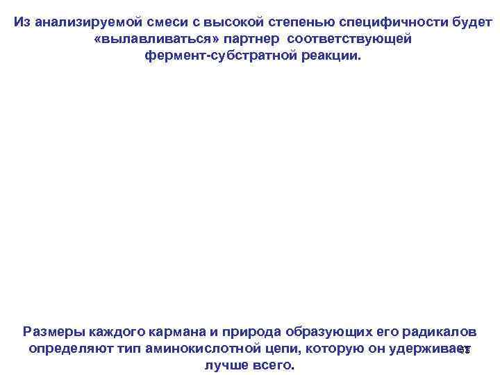 Из анализируемой смеси с высокой степенью специфичности будет «вылавливаться» партнер соответствующей фермент-субстратной реакции. Размеры