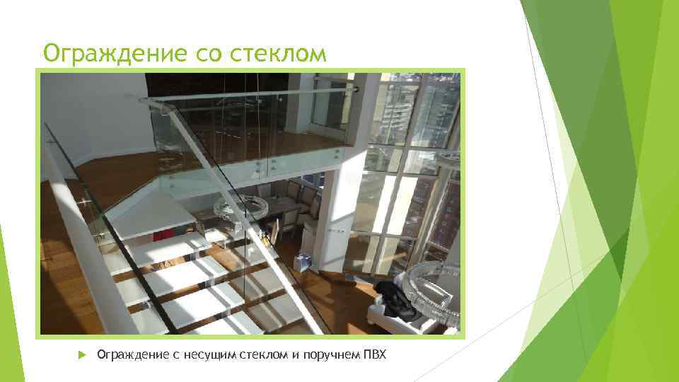 Ограждение со стеклом Ограждение с несущим стеклом и поручнем ПВХ 