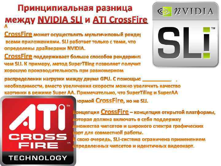 Принципиальная разница между NVIDIA SLI и ATI Cross. Fire 