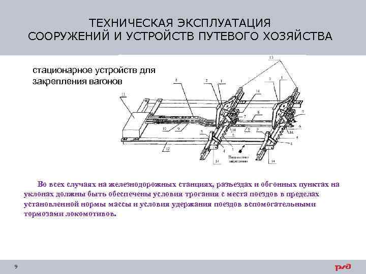 ТЕХНИЧЕСКАЯ ЭКСПЛУАТАЦИЯ СООРУЖЕНИЙ И УСТРОЙСТВ ПУТЕВОГО ХОЗЯЙСТВА стационарное устройств для закрепления вагонов Во всех