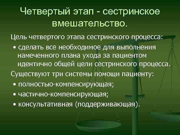 Четвертый этап сестринского процесса реализация плана