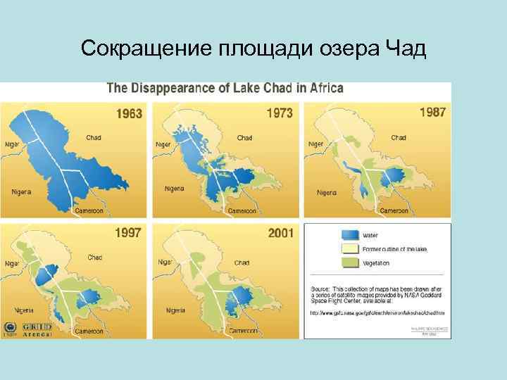 Сокращение площади озера Чад 