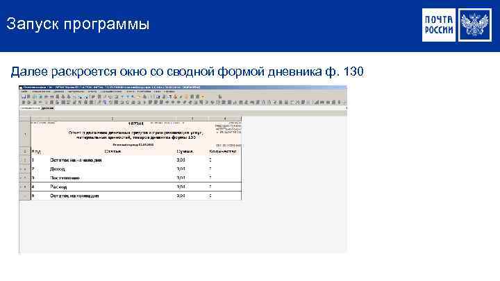 Запуск программы Далее раскроется окно со сводной формой дневника ф. 130 