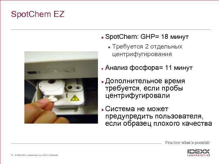 Spot. Chem EZ l l 73 © 2004 IDEXX Laboratories, Inc. , IDEXX Confidential