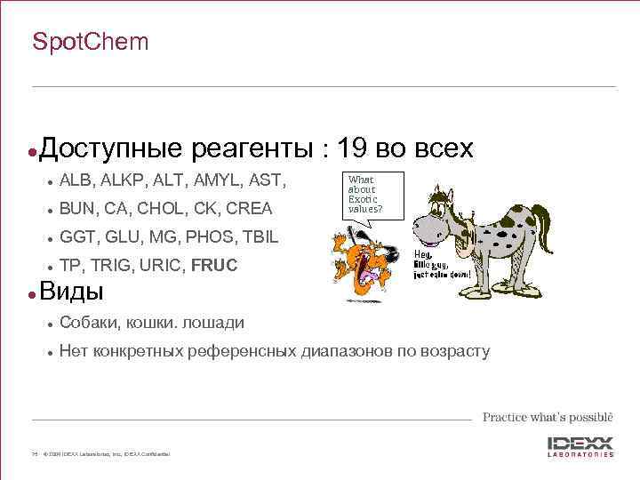 Spot. Chem l Доступные реагенты : 19 во всех l l BUN, CA, CHOL,