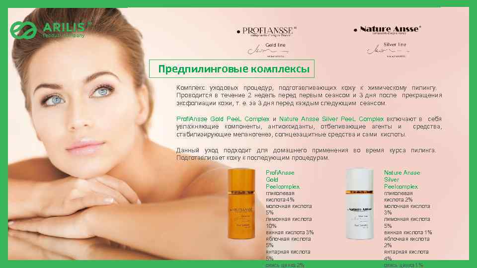 Р Предпилинговые комплексы Комплекс уходовых процедур, подготавливающих кожу к химическому пилингу. Проводится в течение