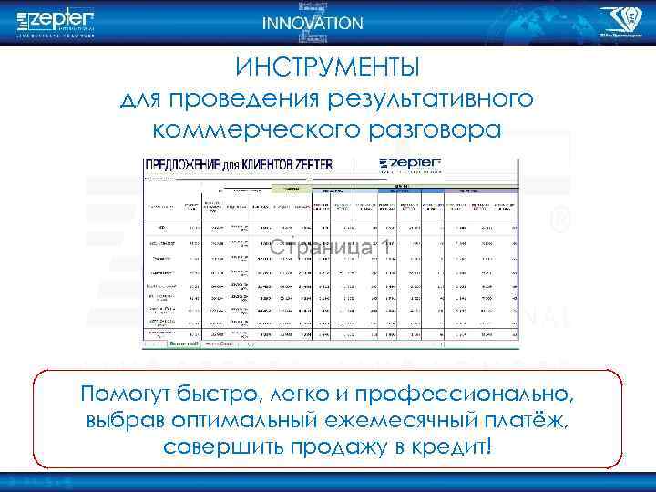 ИНСТРУМЕНТЫ для проведения результативного коммерческого разговора Помогут быстро, легко и профессионально, выбрав оптимальный ежемесячный