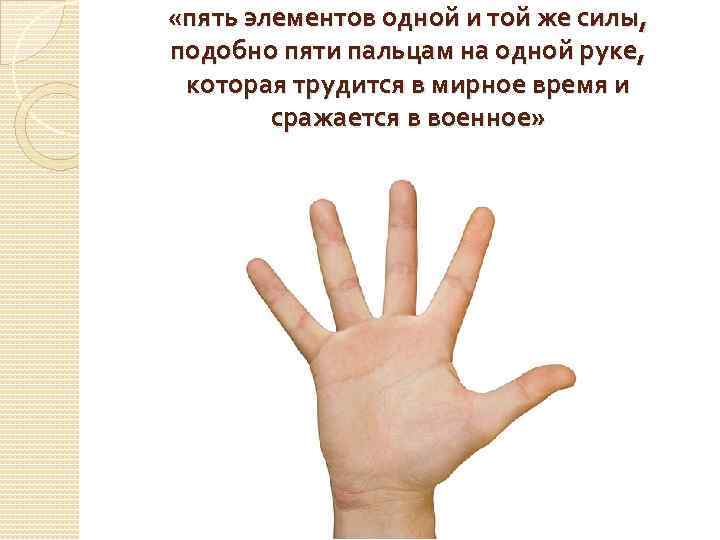  «пять элементов одной и той же силы, подобно пяти пальцам на одной руке,