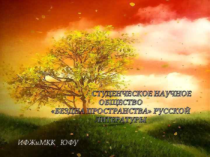 СТУДЕНЧЕСКОЕ НАУЧНОЕ ОБЩЕСТВО «БЕЗДНА ПРОСТРАНСТВА» РУССКОЙ ЛИТЕРАТУРЫ ИФЖи. МКК ЮФУ 