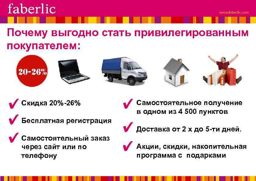 Почему выгодно стать привилегированным покупателем: Скидка 20%-26% Самостоятельное получение в одном из 4 500