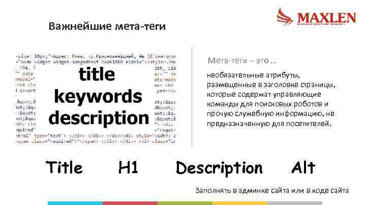 Важнейшие мета-теги Мета-теги – это … необязательные атрибуты, размещенные в заголовке страницы, которые содержат