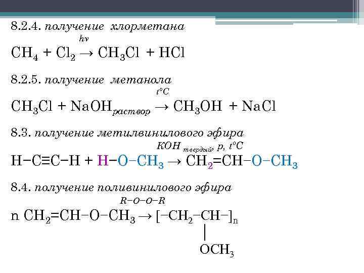 Реакция получения хлорметана
