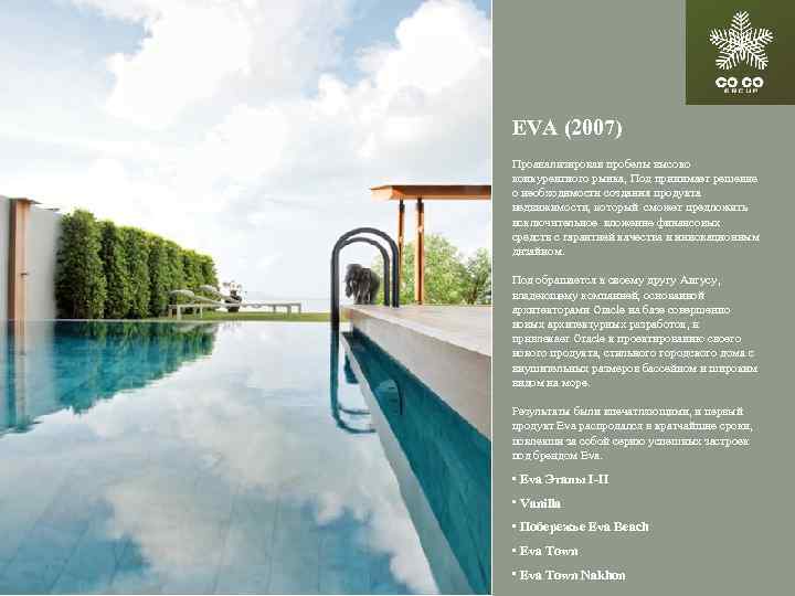 EVA (2007) Проанализировав пробелы высоко конкурентного рынка, Под принимает решение о необходимости создания продукта