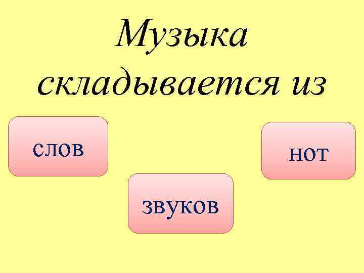 Музыка складывается из слов нот звуков 