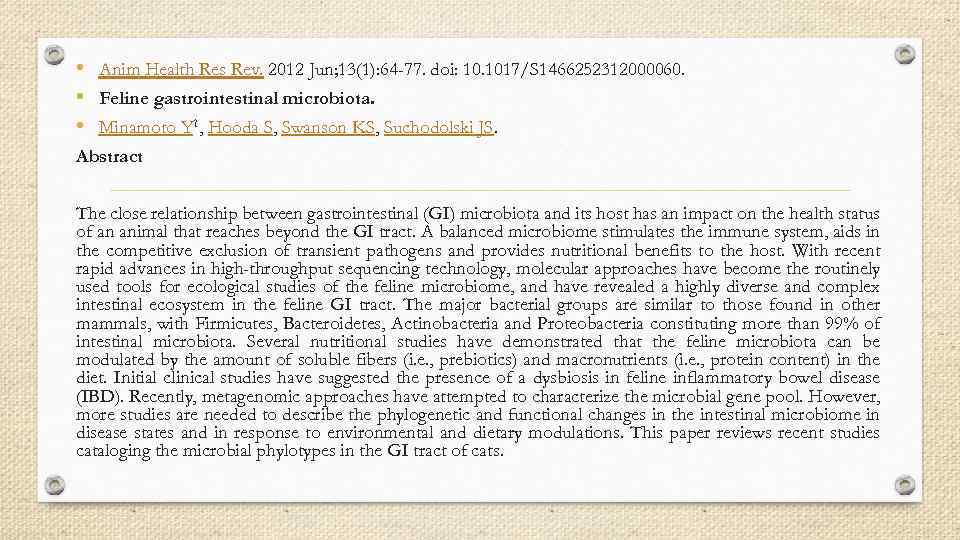  • Anim Health Res Rev. 2012 Jun; 13(1): 64 -77. doi: 10. 1017/S