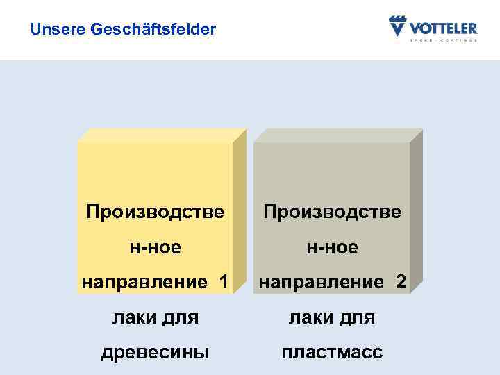 Unsere Geschäftsfelder Производстве н-ное направление 1 направление 2 лаки для древесины пластмасс 