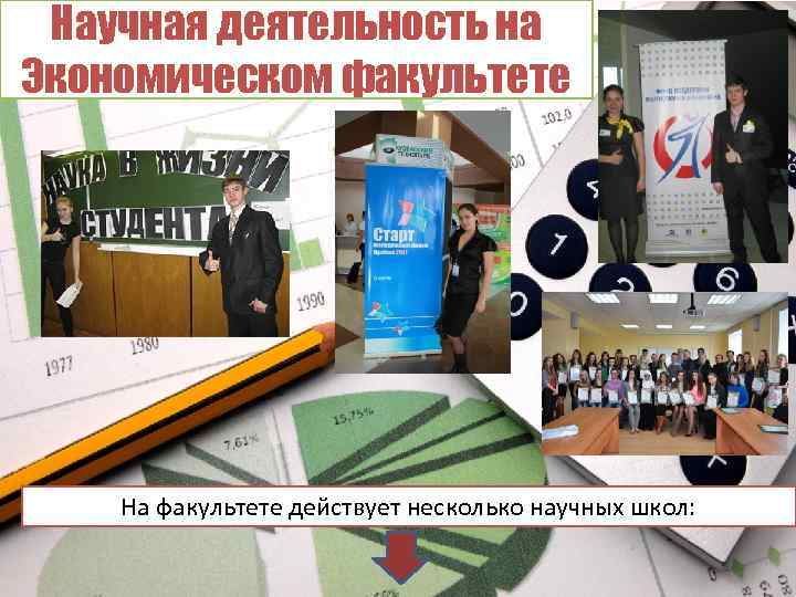Научная деятельность на Экономическом факультете На факультете действует несколько научных школ: 
