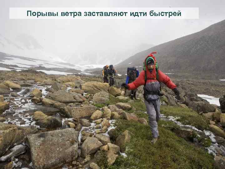 Порывы ветра заставляют идти быстрей 