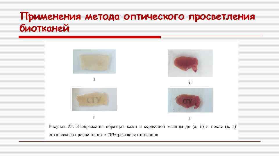 Применения метода оптического просветления биотканей 